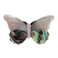 Vintage-Schmetterlingsbrosche mit Einlagen aus echtem Perlmutt und Abalone-Muschel - Irisierender Schmetterling
