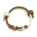Handmade coffee and beige woven rope bracelet with gold knot accents for couples - 4mm / Khaki + Off-White