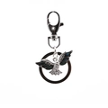 Exquisite silver eagle keychain with iridescent abalone shell wings and sparkling crystals - Eagle