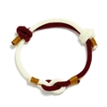 Handmade red and white woven rope bracelet with gold thread accents and knots - 4mm / Burgundy And Beige