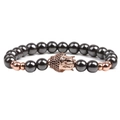 Pulsera para hombre de hematita magnética con cabeza de Buda en oro rosa y circón - Rosa oro