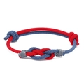 Handmade red and deep blue intertwined nautical knot bracelet with adjustable sliding knots - 3mm / Blue+Red