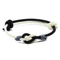Minimalist black and white woven rope bracelet with nautical knots for couples - 3mm / Cream White & Black