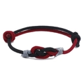 Handmade red and black braided cord bracelet with adjustable knot and dual tones - 3mm / Black + Wine Red