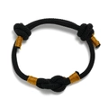 Handcrafted black braided couple bracelet with golden thread accents and cord knots - 4mm / Black