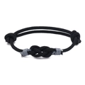 Handcrafted black braided cord bracelet with gray accents and adjustable sliding knot - 3mm / Black
