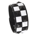 Punk Lederarmband in Schwarz mit zweireihigen schwarz-weißen quadratischen Nieten - Zweireihige Nieten / Schwarz+Weiß