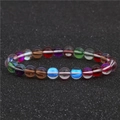 Bracelet en perles de verre lune arc-en-ciel avec des sphères colorées et irisées - Coloré