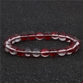 Bracelet de perles rondes en résine rouge et blanc translucide à un seul rang - Rouge