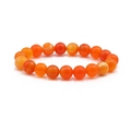 Authentic 10mm orange agate beaded bracelet with natural striped patterns on white background - Orange