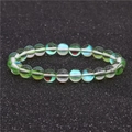 Bracelet en perles de pierre de lune avec reflets irisés bleus et violets - Vert Fruit