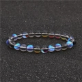Bracelet élastique en perles de labradorite sombre avec reflets holographiques - Gris