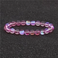 Bracelet à une rangée en perles de pierre de lune rose sirène aux reflets irisés - Rose