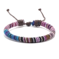 Bohemian friendship bracelet with colorful woven patterns and adjustable slider knot - Mixed Purple Blue Black Brown Woven Style (Style G)