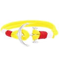 Detail eines nautischen gelben Seilarmbands mit silbernem Ankerverschluss und rotem Faden - Gelber Geflochtener Stil (024#)