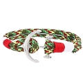 Detail eines mehrfarbig gewebten Marinearmbands mit silbernem Anker-Metallverschluss - Rot Grün Gelb Schwarz Gemischt Geflochtener Stil (009#)