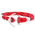 Detail eines roten maritimen Segelseil-Armbands mit silbernem Ankerverschluss für Herren - Schwarz Rot Weiß Geflochtener Stil (013#)
