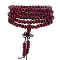 Classic 108 sandalwood prayer beads with Chinese knots and elegant twin tassels - Reddish Brown