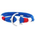 Nahaufnahme des dunkelblau geflochtenen Seilarmbands mit poliertem Silber-Ankerverschluss - Dunkelblauer Geflochtener Stil (023#)