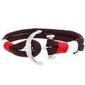 Détail du bracelet ancre nautique avec corde tressée marron foncé et fermoir en métal argent - Style Tressé Brun Foncé (002#)