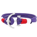 Detail eines lila Segelarmbands mit geflochtenem Polyesterseil und silbernem Ankerverschluss - Lila Geflochtener Stil (020#)