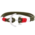 Vue détaillée du bracelet nautique en corde vert armée avec fermoir ancre en argent poli - Style Tressé Vert Armée (003#)