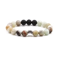 Beaded 10mm paw print bracelet featuring natural amazonite and black volcanic lava stones - 10mm Amazonite