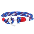 Detailansicht des rot weiß blau geflochtenen Segelarmbands mit silbernem Ankerverschluss - Blau Rot Weiß Geflochtener Stil (018#)
