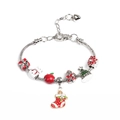 Weihnachts-Bettelarmband mit silberner Schlangenkette, Weihnachtsmann- und Schneemannanhänger - Socken