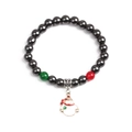 Bracciale natalizio con perline e ciondoli a forma di fiocco di neve e pupazzo di neve - Pupazzo di neve grasso