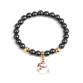 Bracciale di Natale in ematite magnetica con ciondolo a pupazzo di neve per l'inverno - Pupazzo di Neve Dorato