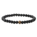 Bracciale di coppia da 6mm in onice nera e occhio di tigre con cordino elastico regolabile - Nero