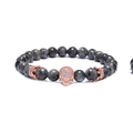Herren Kronen-Skelett-Perlenarmband mit 8mm Lavastein und Roségold-Akzenten - Roségold