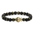 Pulsera de Buda en ágata negra con circonitas y cuentas sánscritas doradas - Dorado