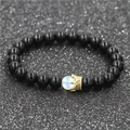 Ensemble de bracelets couronne en pierre de lune et perles noires pour couples - Bracelet Agate Noire Unique / Onyx Noir