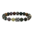 Agate beaded bracelet with vintage silver Buddha head and multi-colored natural stones - Stainless Steel Buddha