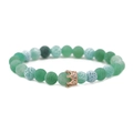 Detail of green volcanic stone beads with crown charm and micro-inlaid rhinestones - Single Bracelet / Cracked Stone Rose Gold Crown