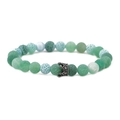 Lava stone and crown bead bracelet featuring green and white stones with micro-inlaid rhinestones - Single Bracelet / Cracked Stone Black Crown