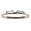 Adjustable 4mm copper bead bracelet with black micro-inlaid zircon in rose gold finish - Rose Gold