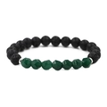 Détail de bracelet en perles de lave noire et perles d'agate verte facettées - Vert foncé