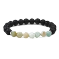 Bracelet extensible en œil de tigre facetté et perles de lave pour hommes et femmes - Amazonite