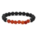 Bracelet en perles d'œil de tigre facetté et pierre volcanique pour homme et femme blanc - Agate rouge