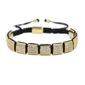 Bracciale intrecciato hip hop con zirconi quadrati da 10mm e cordino in nylon nero regolabile - Oro