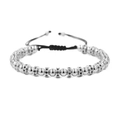Verstellbares Perlenarmband für Herren mit schwarzen Zirkonia-Akzenten in Silber - Weiß K/Silber