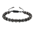 Verstellbares geflochtenes Perlenarmband für Herren mit schwarzen Zirkonia-Elementen - Waffenschwarz