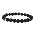 Bracciale di perline occhio di tigre e onice nero con sfaccettature e pietra lavica - Agata nera