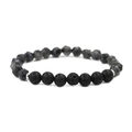 Facettiertes Tigerauge und schwarzer Onyx Perlenarmband für Herren und Damen mit Lavastein - Larvikit