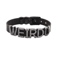 Schwarzes Edelstahl-Netzarmband mit funkelnden WEIRDO-Alphabetbuchstaben aus Strass - Waffenschwarz