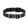 Verstelbare zwarte mesh roestvrijstalen armband met DAD-bedeltje voor Vaderdag cadeau - Gun black