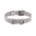 Verstelbare zilveren mesh armband met DAD letters als cadeau voor Vaderdag cadeau - Witgoud